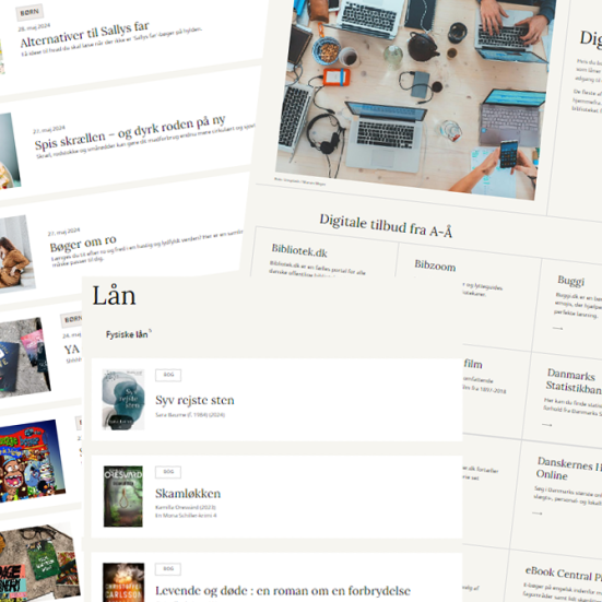 Screenshots af KøgeBibliotekernes nye hjemmeside